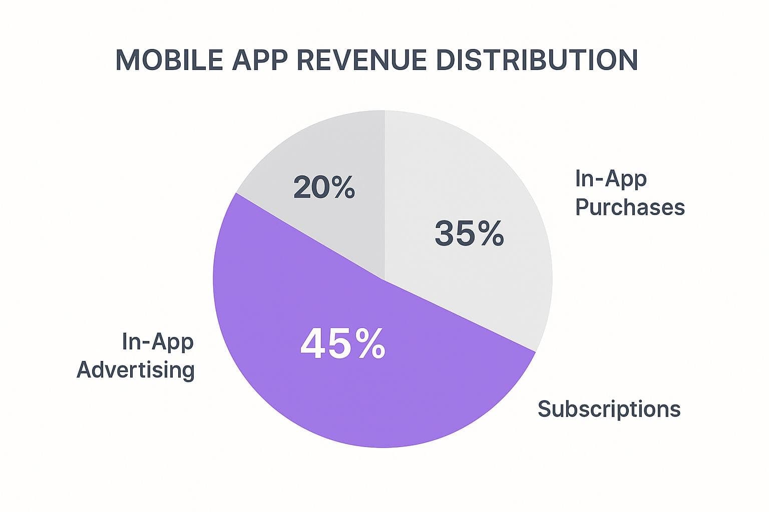 Mobile app revenue distribution showing breakdown of different monetization models and their contribution to total earnings